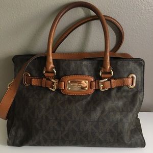 Michael Kors Brown Hamilton MK Logo Satchel Bag